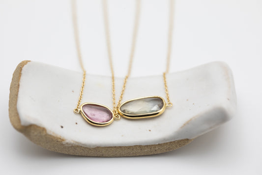 Aura Slice Bracelet Set - Smoky & Pink Sapphire
