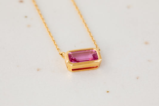 Aura Halo Pink Sapphire Necklace
