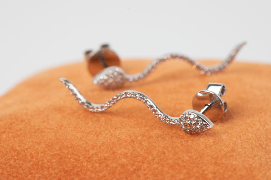 Pave Diamond Snake Earrings
