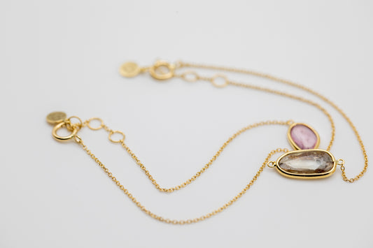 Aura Slice Bracelet Set - Smoky & Pink Sapphire